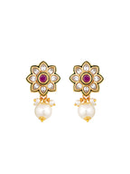 Ruby Pink Pearl Kundan Polki Necklace Set
