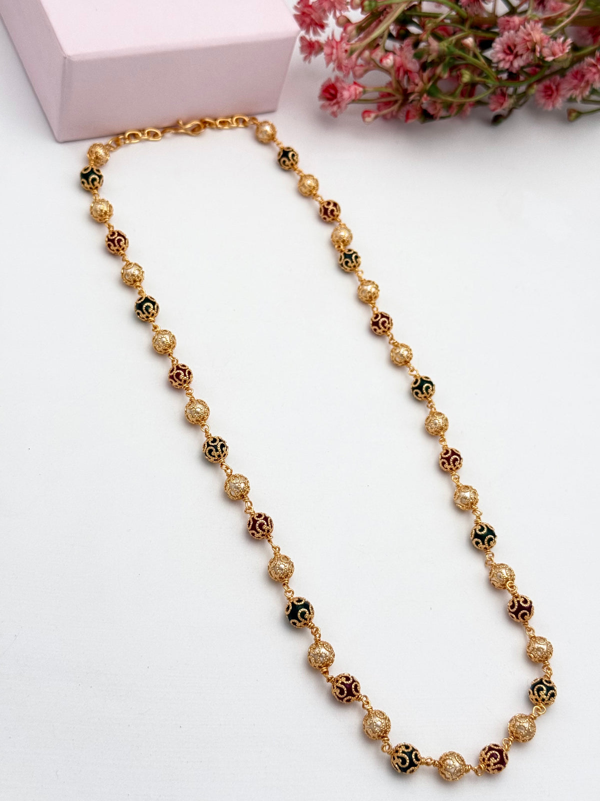 Gold-Tone Multicolor Beaded Mala
