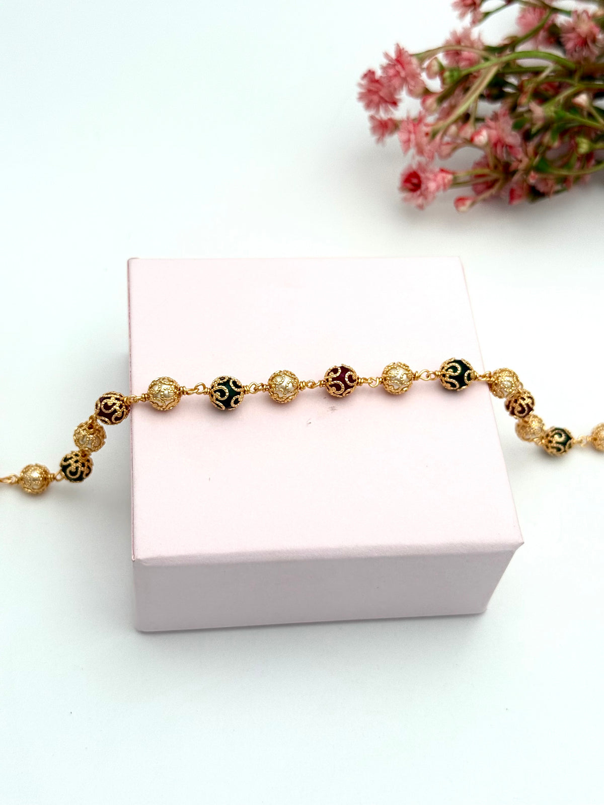 Gold-Tone Multicolor Beaded Mala