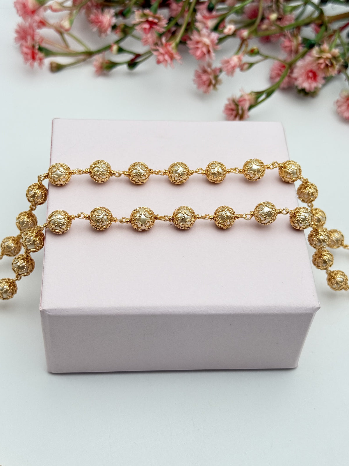 Premium Golden Pearl Fancy Mala