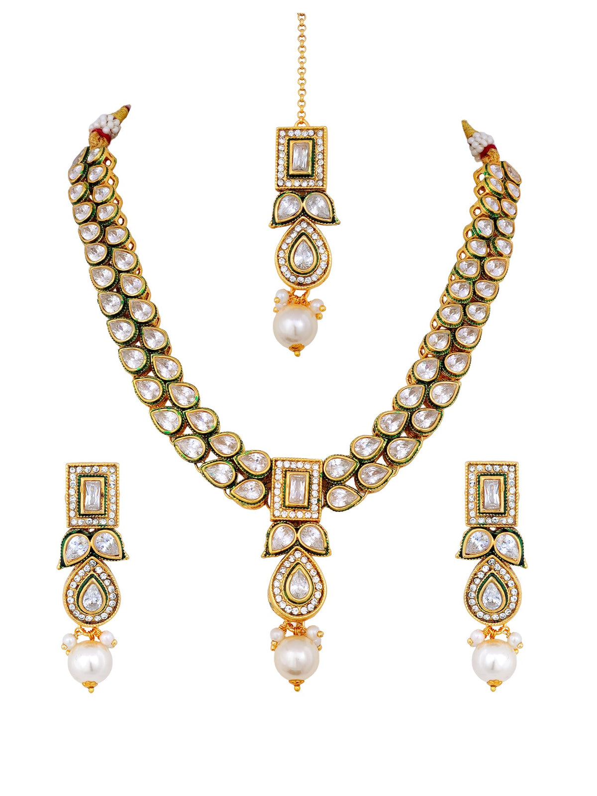 Nandini Pearl & Emerald Kundan Necklace Set