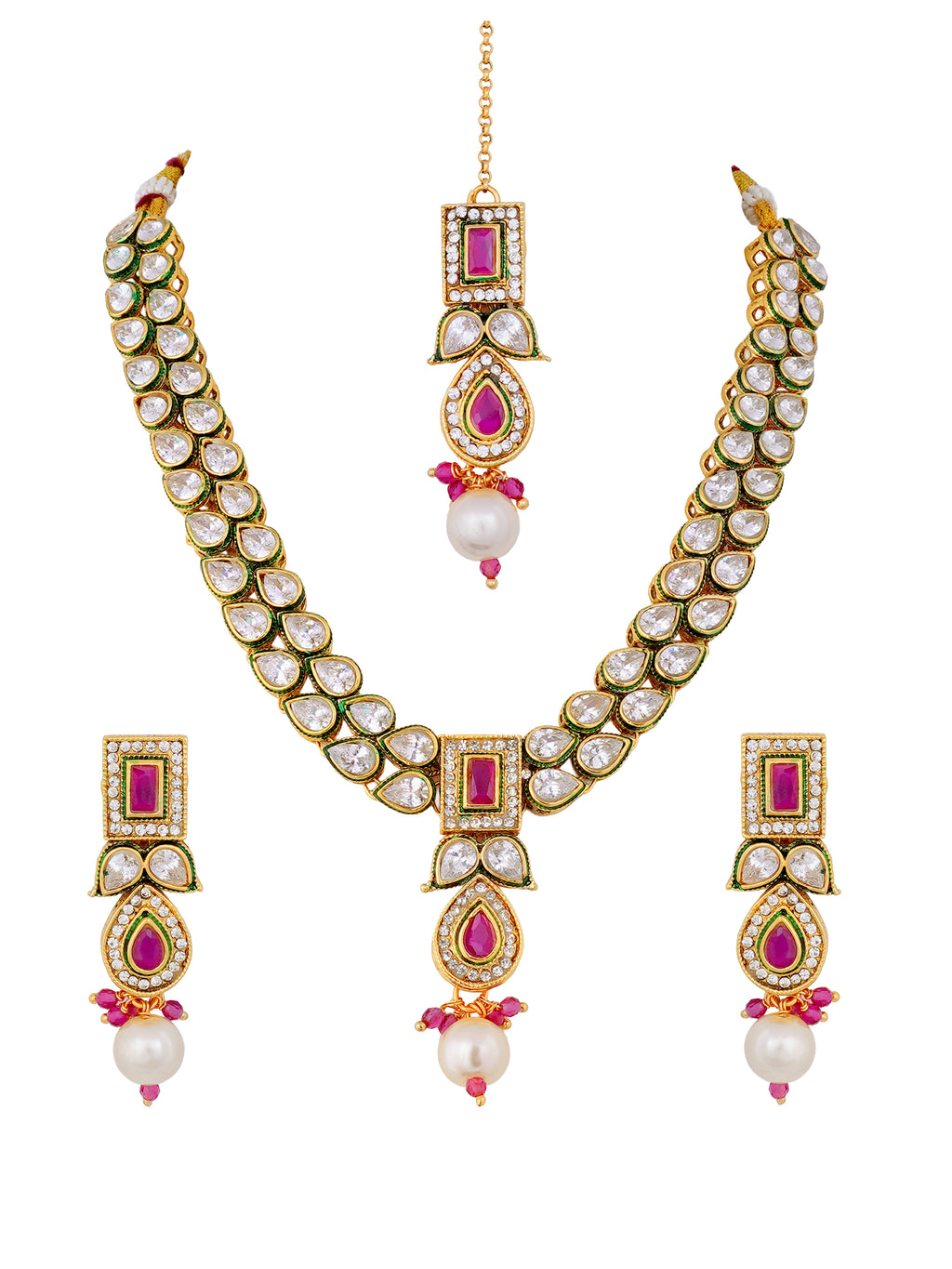 Kavya Ruby Pearl Kundan Necklace Set