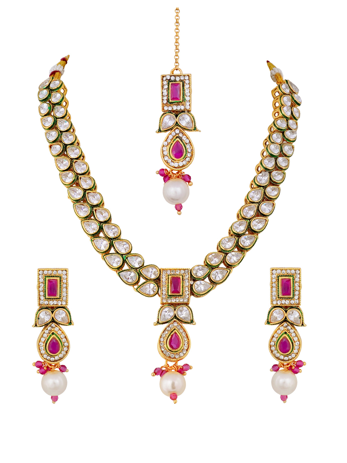 Kavya Ruby Pearl Kundan Necklace Set