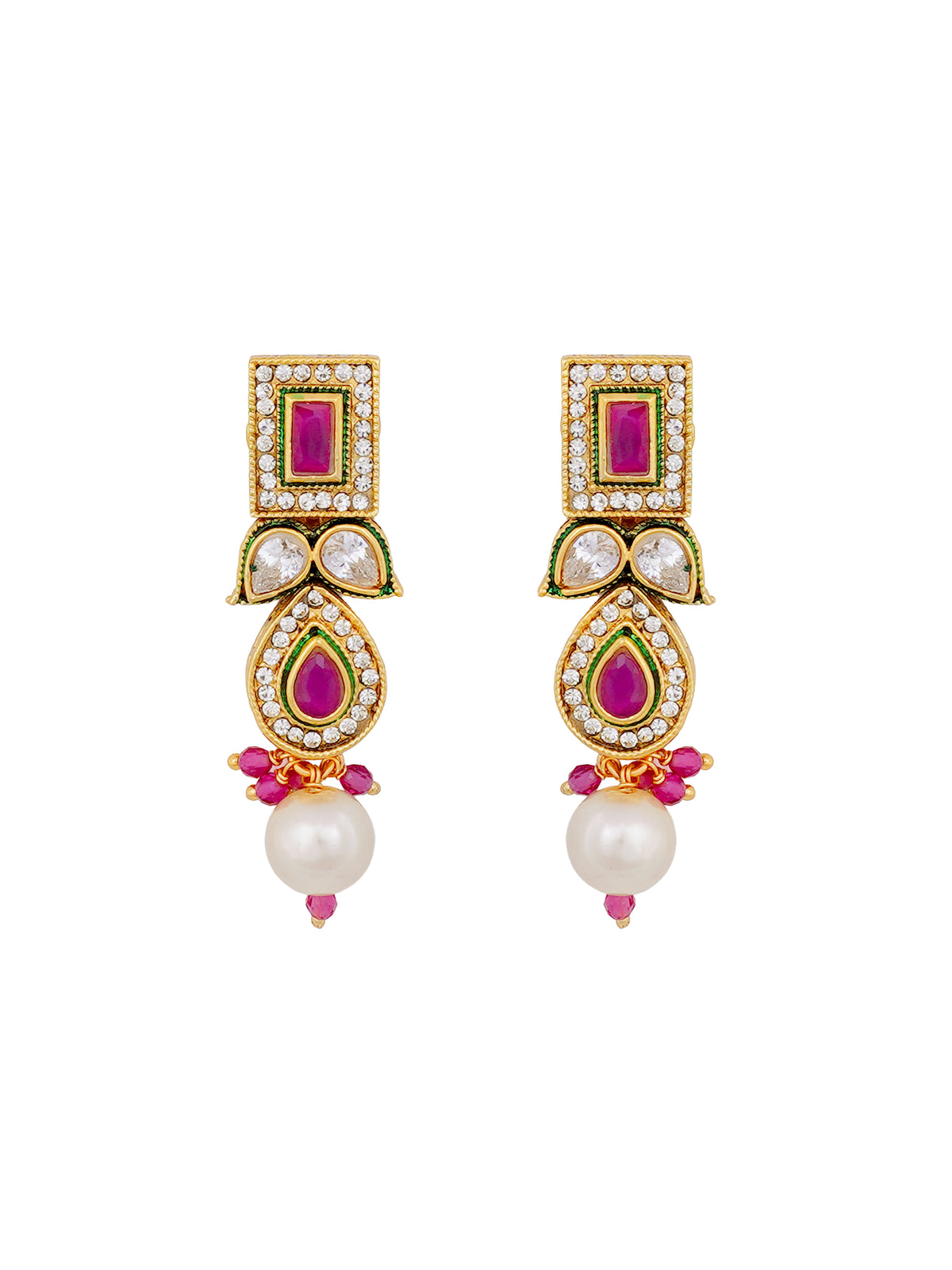 Kavya Ruby Pearl Kundan Necklace Set