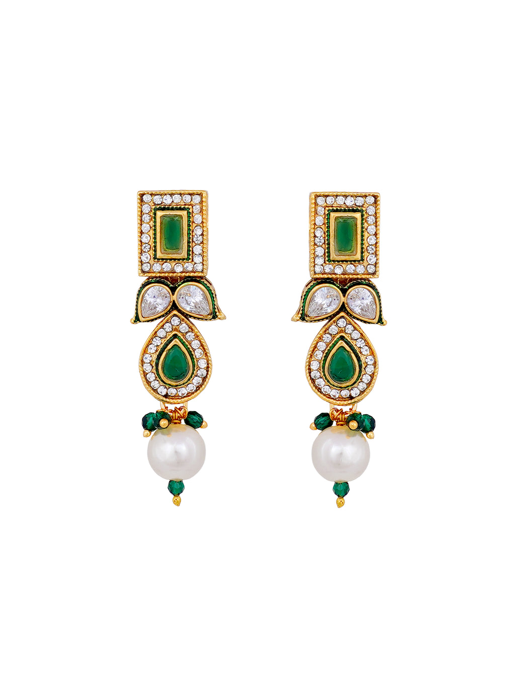 Vasundhara Emerald Kundan Pearl Necklace Set
