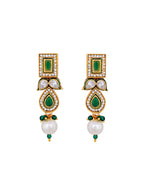 Vasundhara Emerald Kundan Pearl Necklace Set