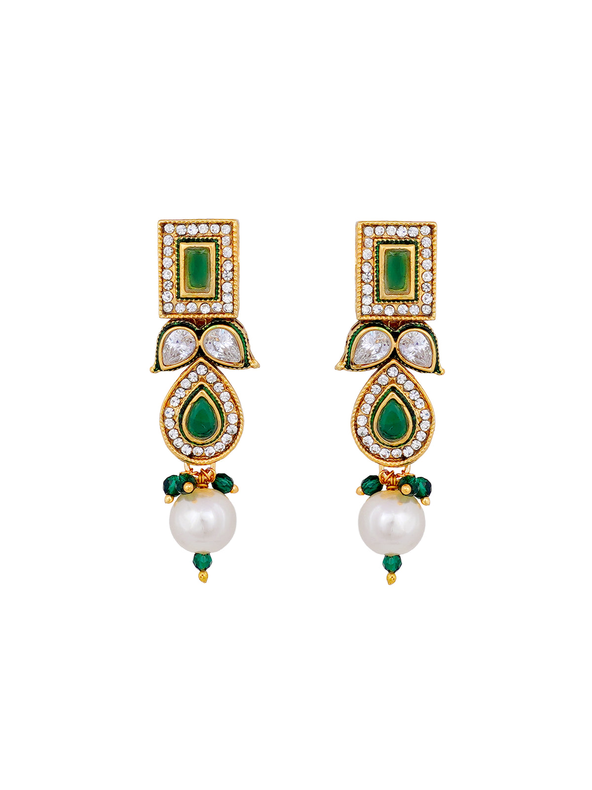 Vasundhara Emerald Kundan Pearl Necklace Set