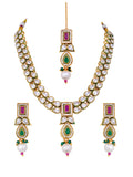 Rajeshwari Emerald Ruby Kundan Necklace Set