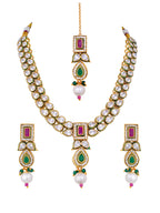Rajeshwari Emerald Ruby Kundan Necklace Set