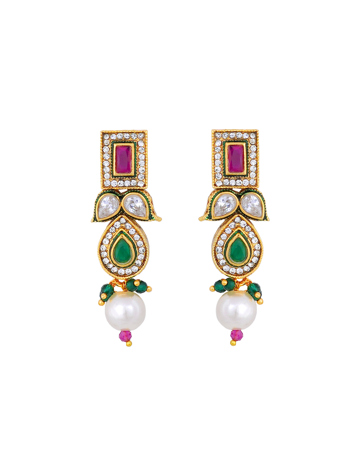 Rajeshwari Emerald Ruby Kundan Necklace Set
