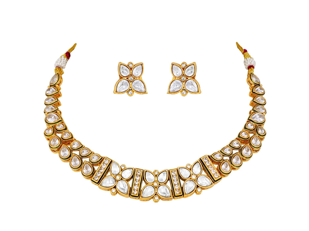 Aarohi Kundan Petal Polki Necklace Set