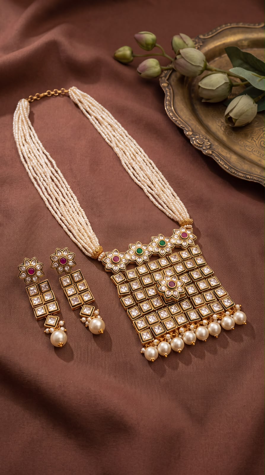Royal Pearl Kundan Necklace Set