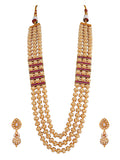 Rajvansh Pearl Elegance Three-Layer Necklace Set