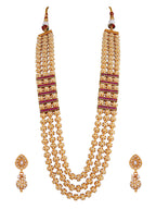 Rajvansh Pearl Elegance Three-Layer Necklace Set