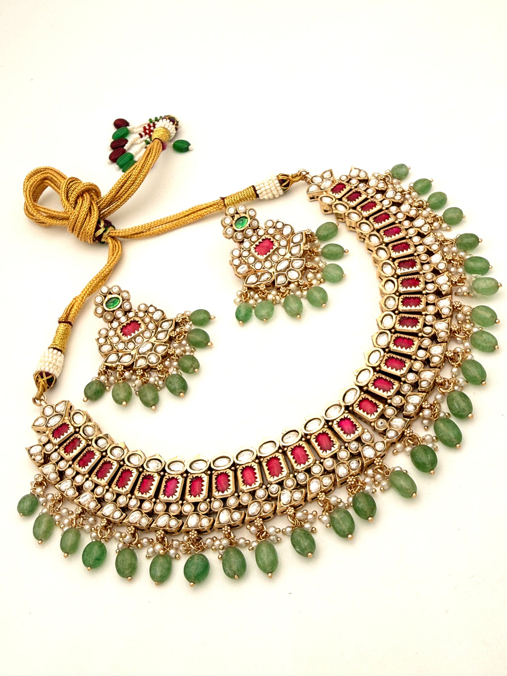Green Bead Kundan Necklace