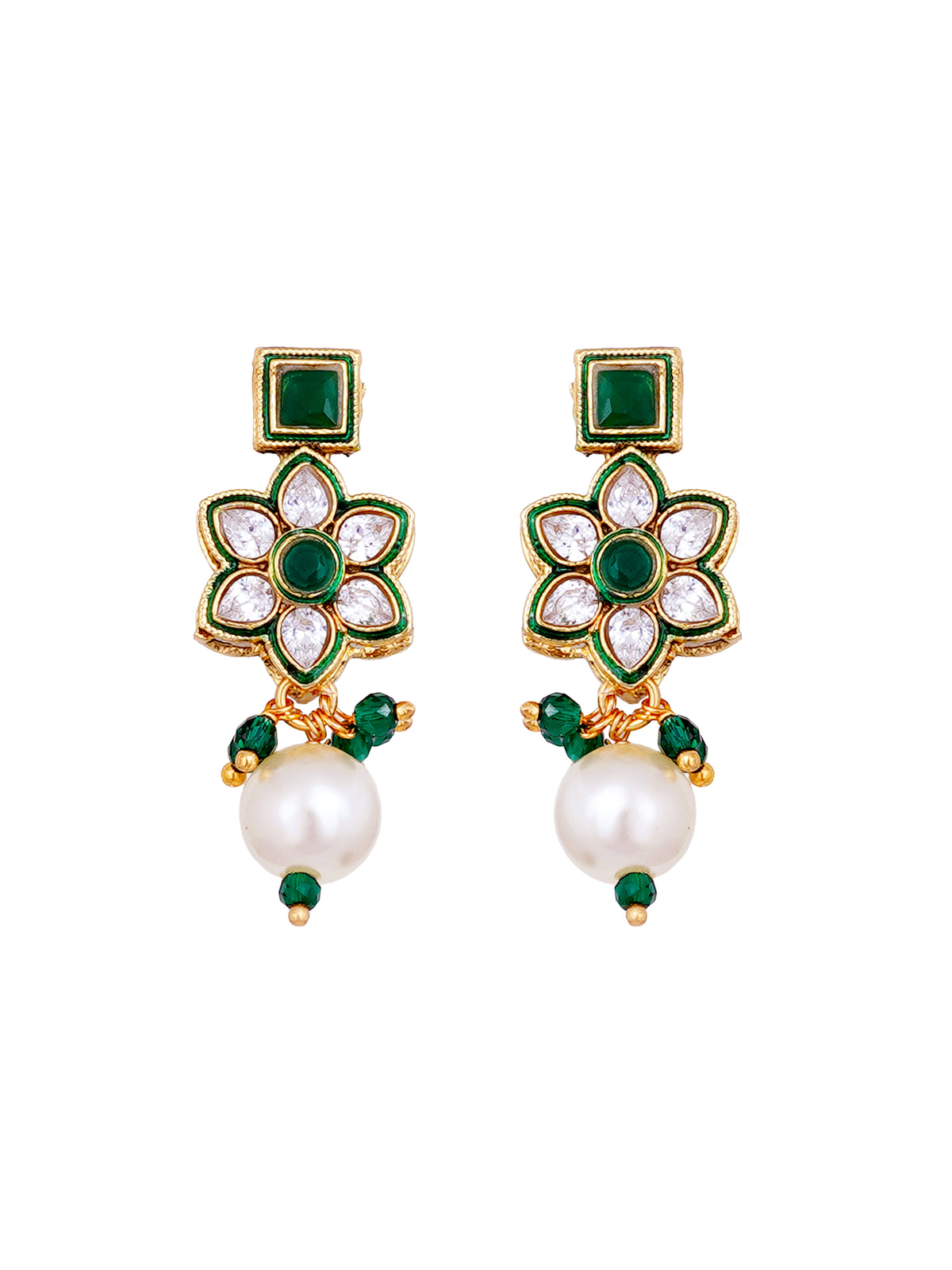 Emerald Green Kundan Polki Necklace Set