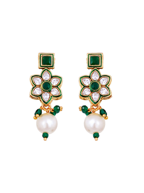 Emerald Green Kundan Polki Necklace Set