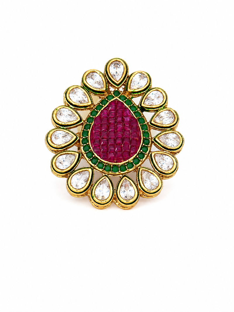 Royal Ruby & Emerald Kundan Ring
