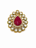 Ruby Teardrop Kundan Statement Ring