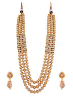 Aaradhya Pearl & Crystal Three-Layer Necklace Set