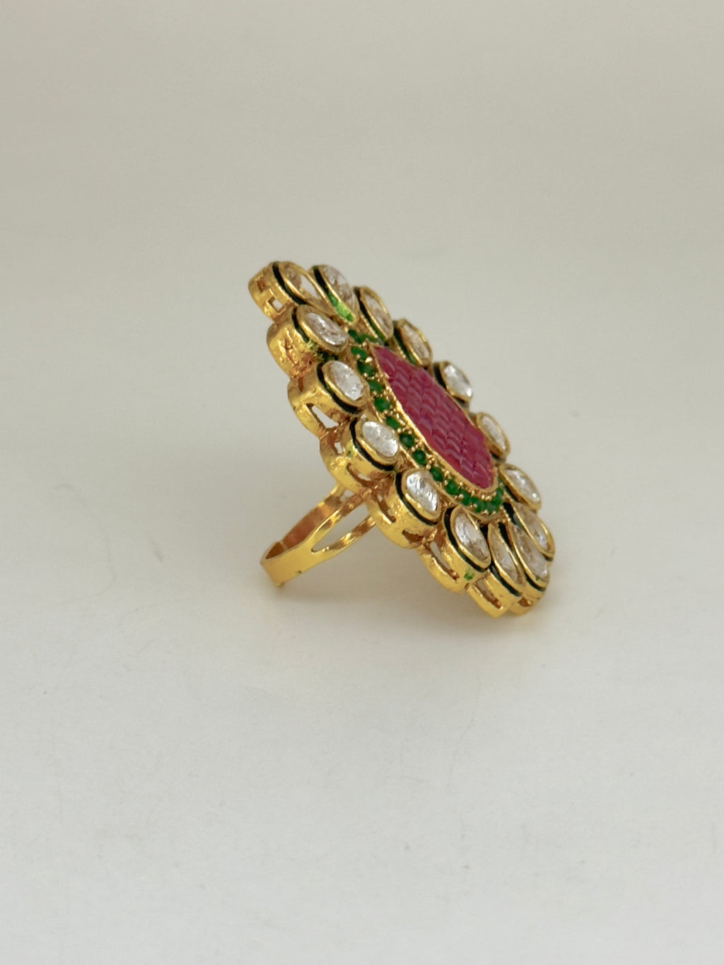 Royal Ruby & Emerald Kundan Ring