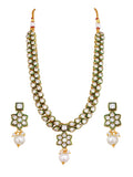 Classic White Kundan Polki Pearl Necklace Set