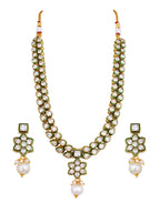 Classic White Kundan Polki Pearl Necklace Set