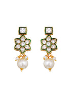 Classic White Kundan Polki Pearl Necklace Set