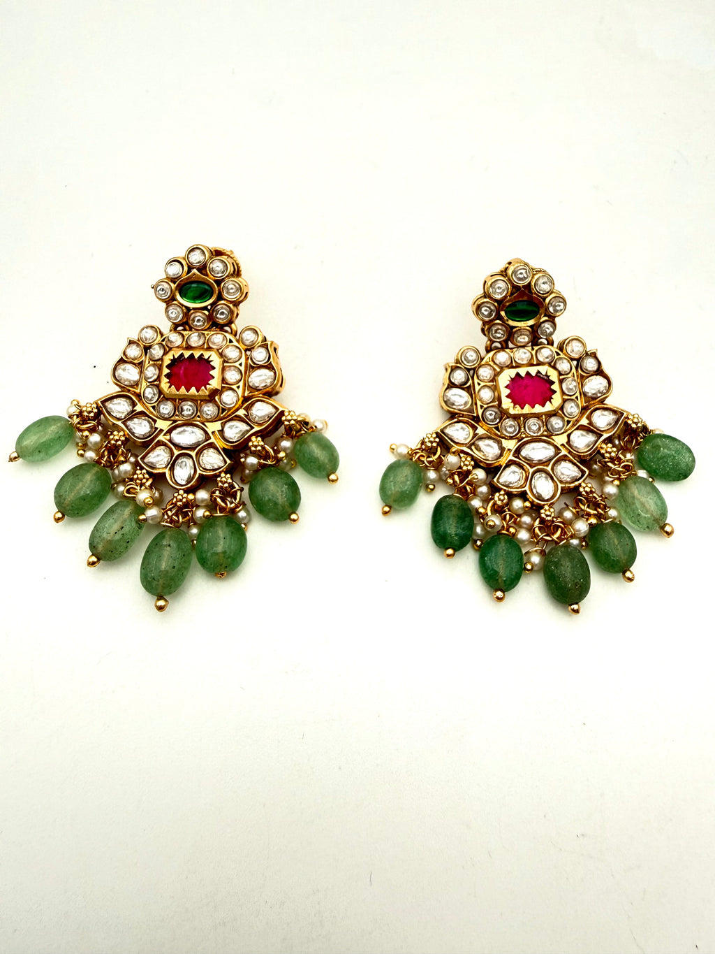 Green Pearl Kundan Necklace Set