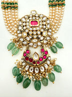 Green Pearl Kundan Necklace Set