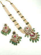 Green Pearl Kundan Necklace Set