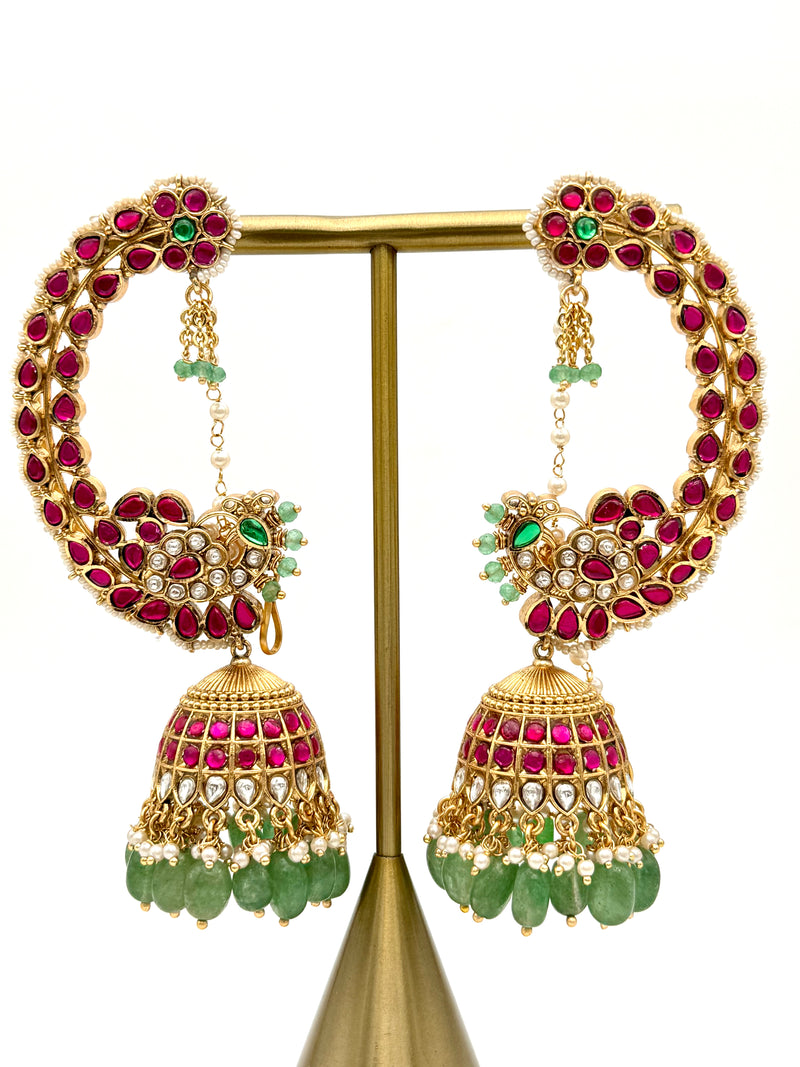 Emerald Ruby Jhumka Ear Cuffs