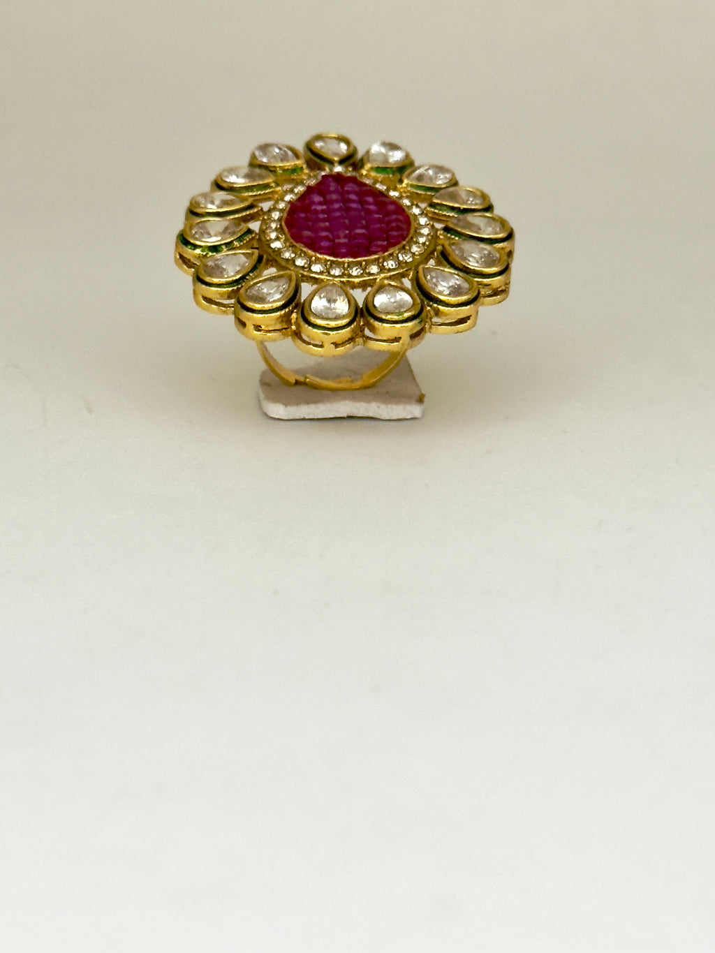 Ruby Teardrop Kundan Statement Ring
