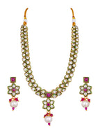 Ruby Pink Kundan Polki Necklace Set