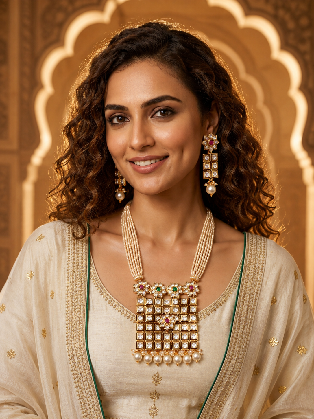 Royal Pearl Kundan Necklace Set