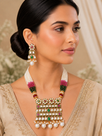 Multicolor Pearl Kundan Polki Necklace Set