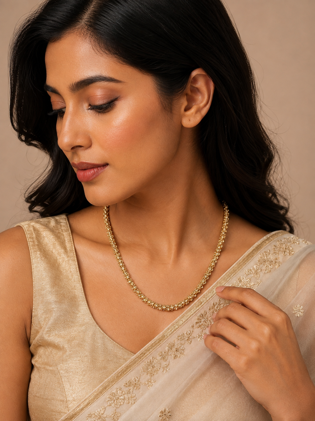 Gold-Tone Crystal Chain Mala