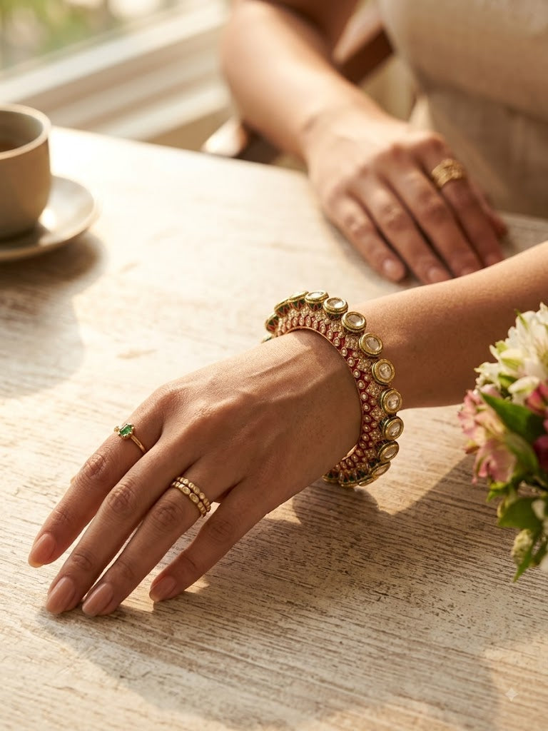 Royal Pearl Kundan Bangles