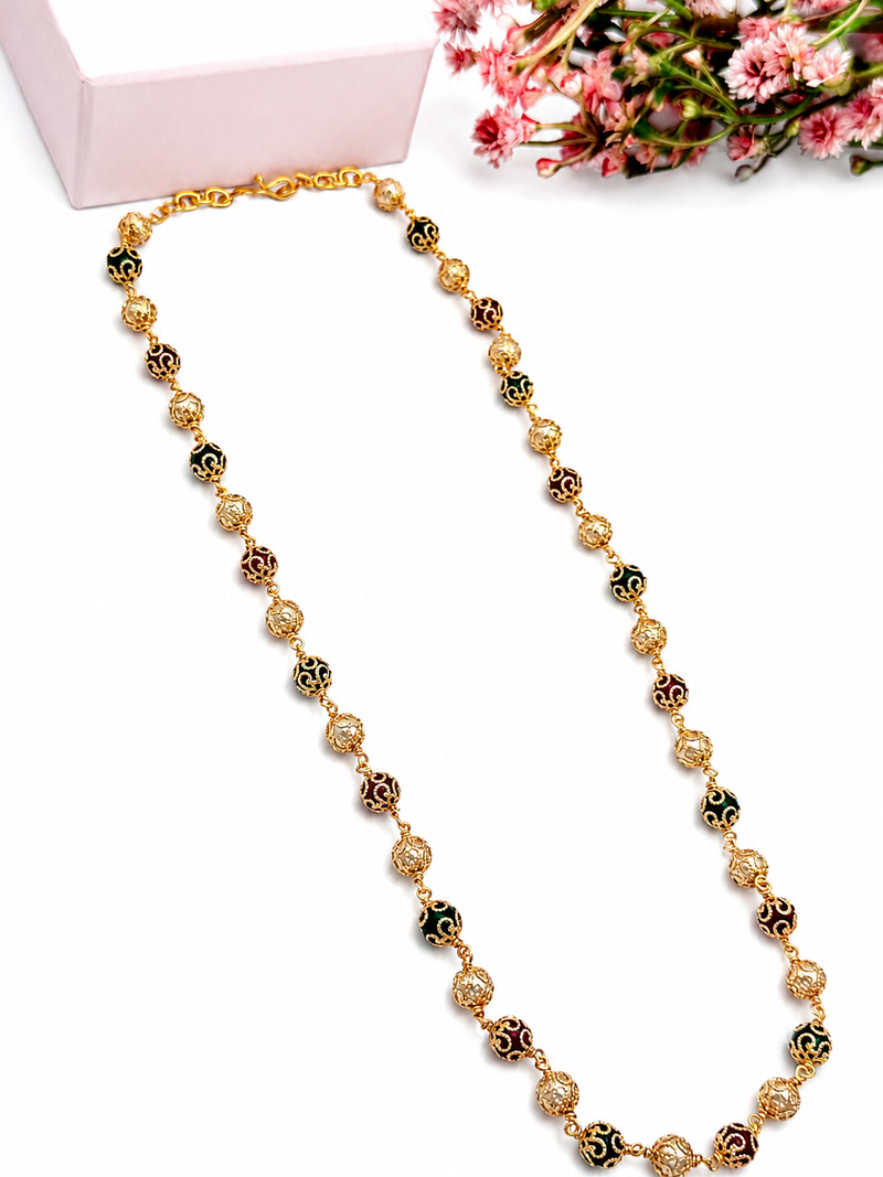 Gold-Tone Multicolor Beaded Mala