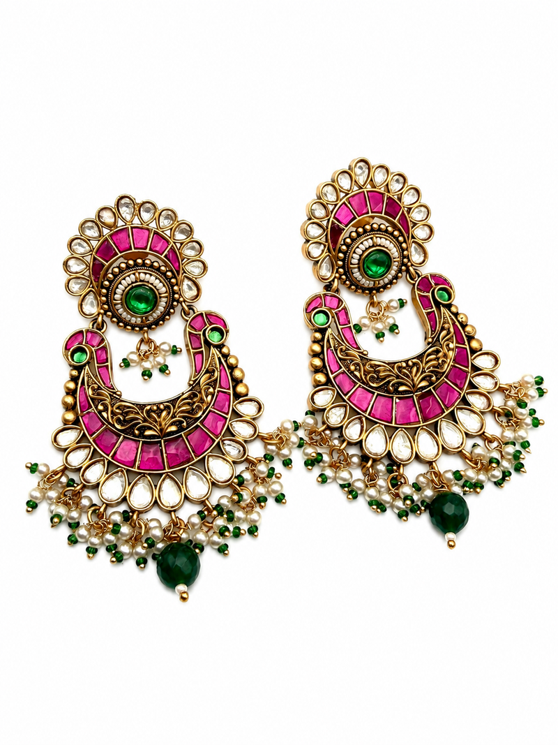 Emerald Royale Kundan Ear Cuffs