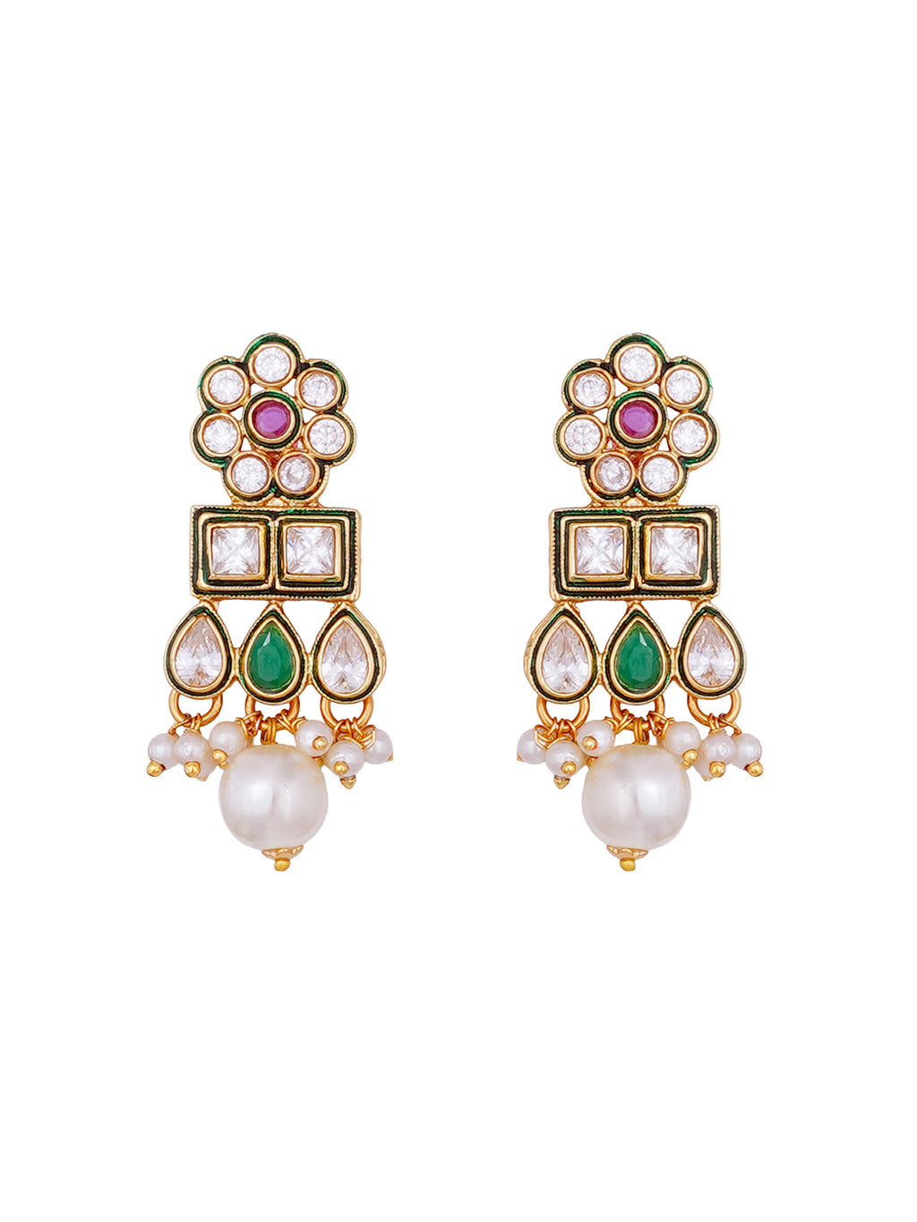 Multicolor Pearl Kundan Polki Necklace Set