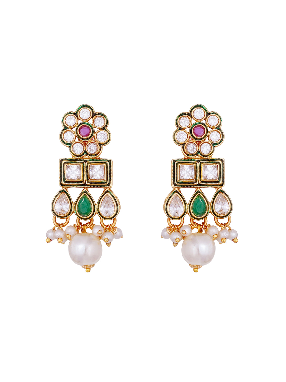Multicolor Pearl Kundan Polki Necklace Set