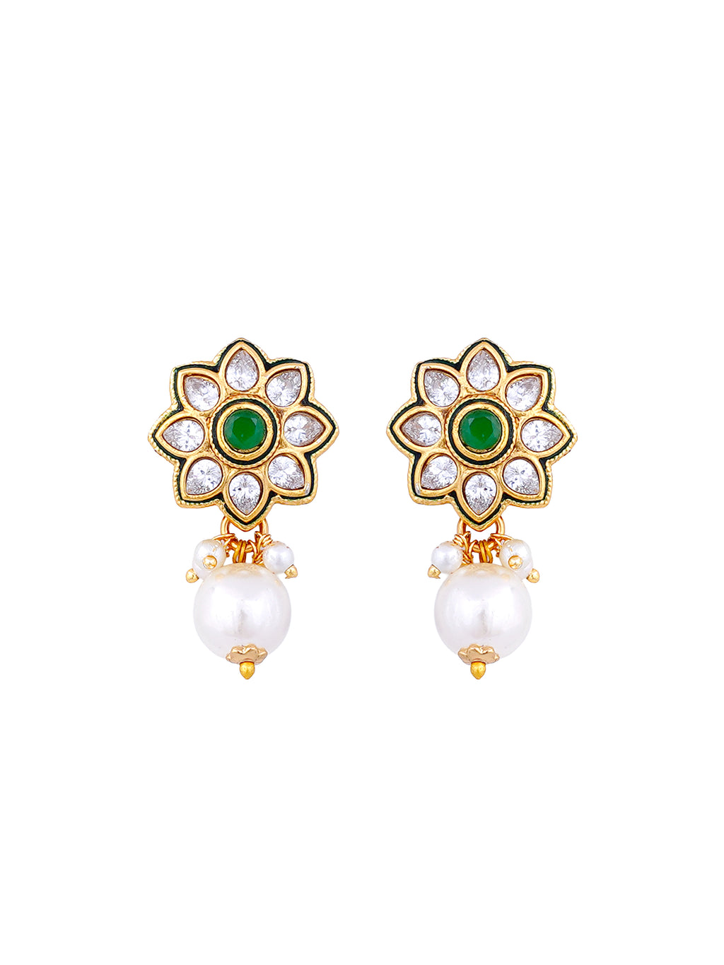 Emerald Ruby Kundan Polki Pearl Necklace Set