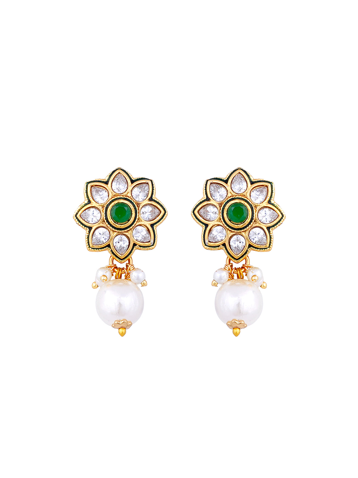 Emerald Ruby Kundan Polki Pearl Necklace Set