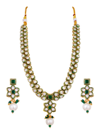 Emerald Green Kundan Polki Necklace Set