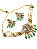 Traditional Green Beaded Kundan Necklace
