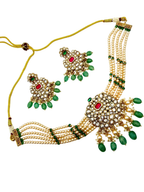 Traditional Green Beaded Kundan Necklace