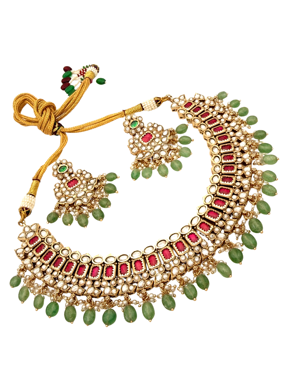 Green Bead Kundan Necklace