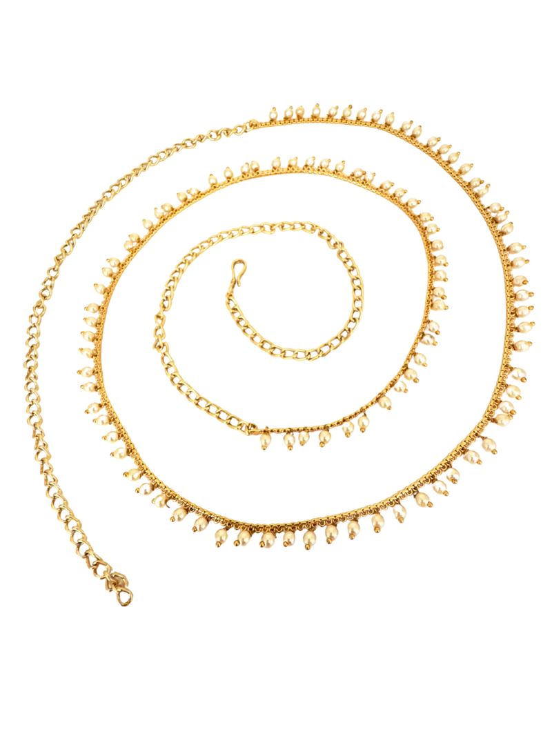 Pearl Beaded Golden Kamarbandh (Waist Belt)