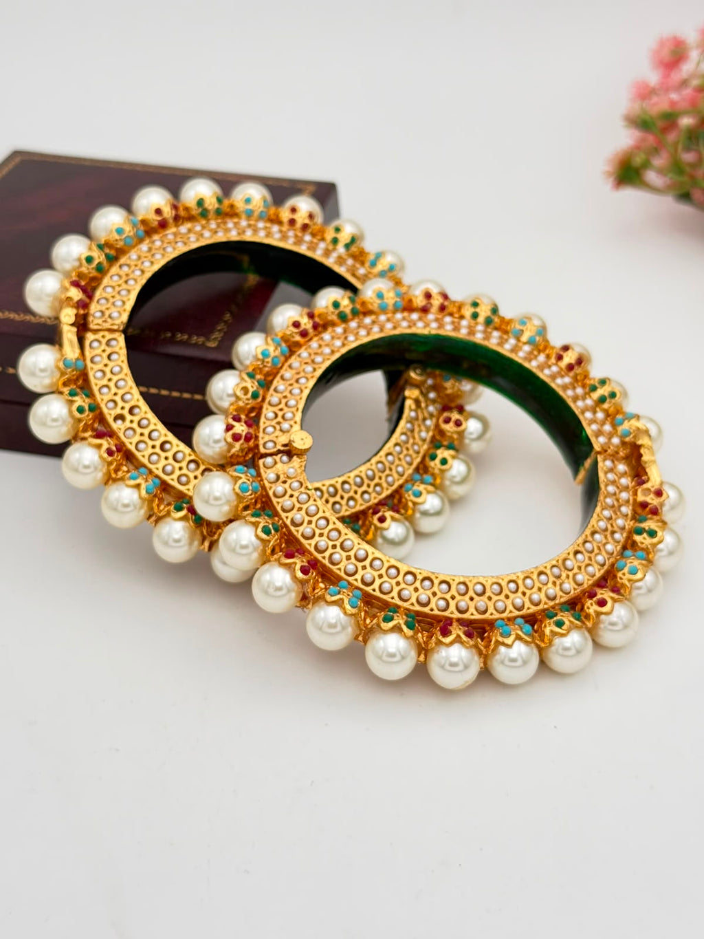 Pearl Kundan Bangles